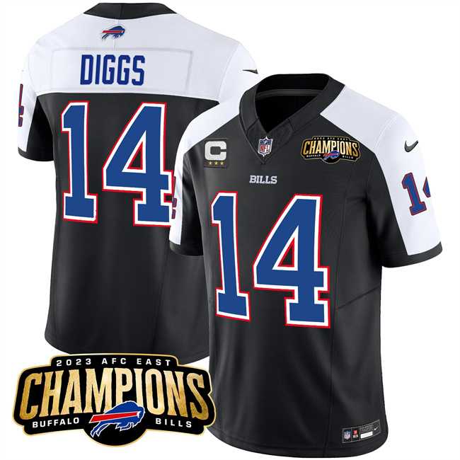 Men & Women & Youth Buffalo Bills #14 Stefon Diggs Black White 2023 F.U.S.E. AFC East Champions With 4-star C Ptach Stitched Jersey,We sell and wholesale Men & Women & Youth Buffalo Bills #14 Stefon Diggs Black White 2023 F.U.S.E. AFC East Champions With 4-star C Ptach Stitched Jersey on line form chian!